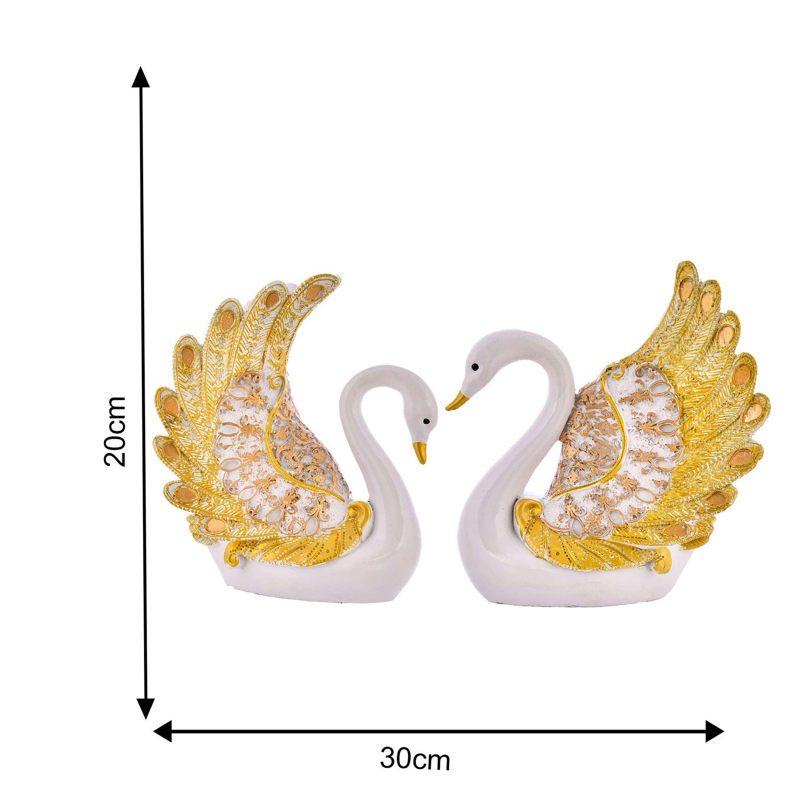 Swan Pair Feather Design Sculpture - Image 2